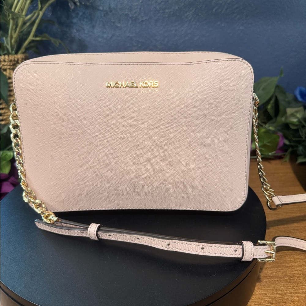 Michael Kors Jetset Leather Crossbody Bag Powder Pink